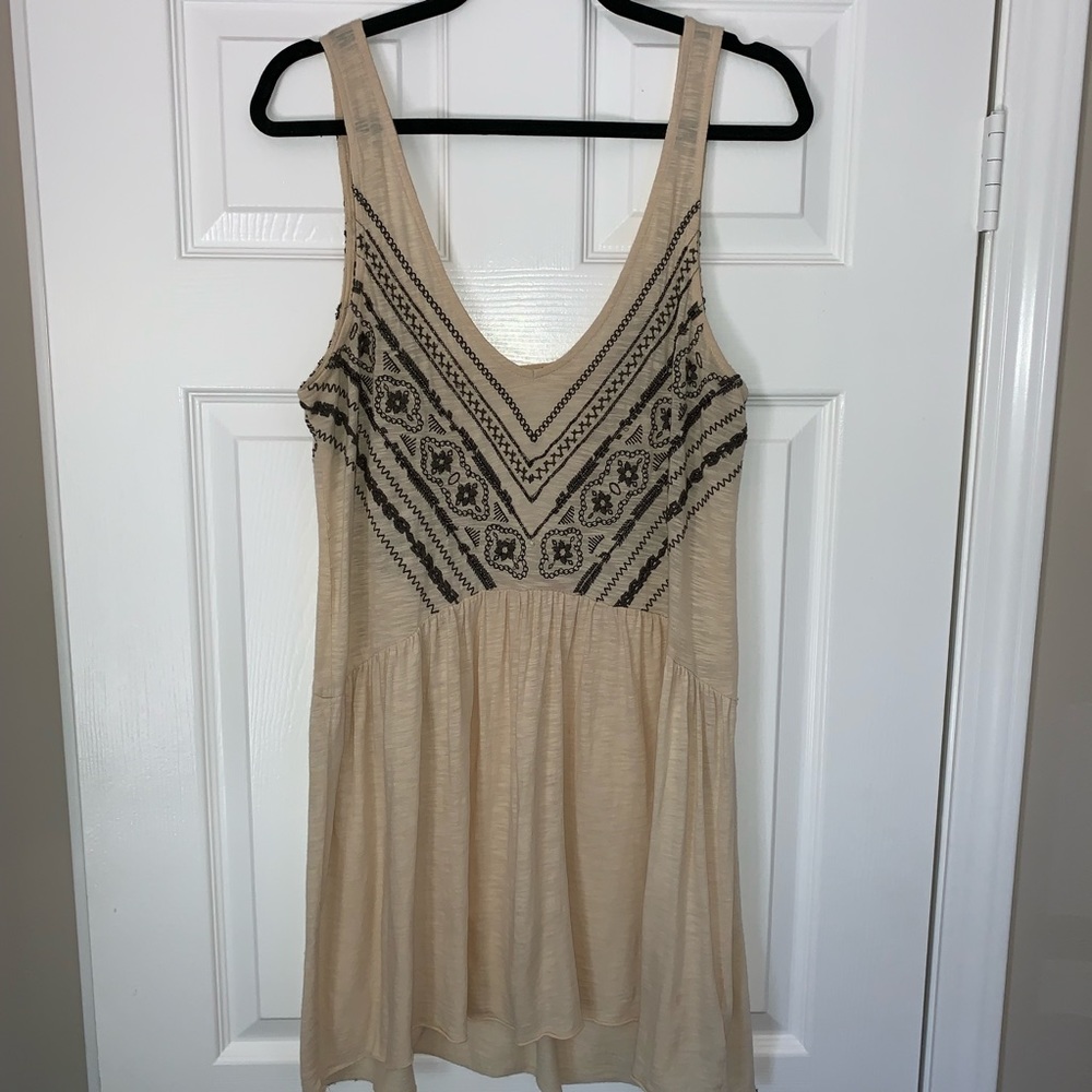 Cream Short Dress with Beautiful Designs